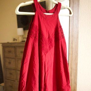 Francesca’s High Neck Crochet Detail Garnet Dress